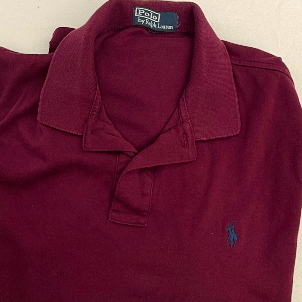 Polo Ralph Lauren Mens Short Sleeve Polo Shirt Burgundy‎ Maroon Blue Pony XL